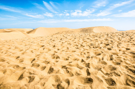 African European Sand Dune Desert Landscape in Gran Canaria Island Spainの写真素材
