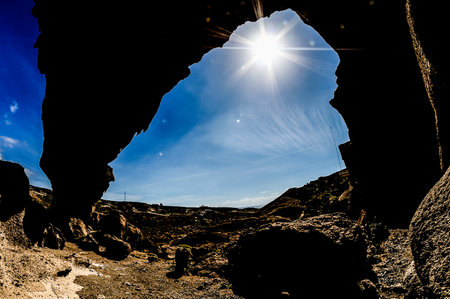 Desert landscape Natural Arch silhouetteの写真素材