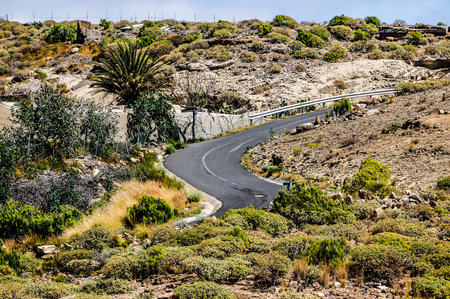 Lonely Road in the Desert Tenerife Canary Islandsの写真素材