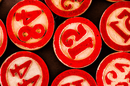 Photo of Wooden Numbers Texture Pattern Backgroundの写真素材