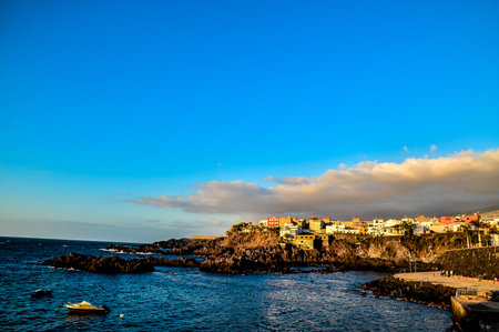 Playa san Juan Tenerife Dry Lava Coast Beach in the Atlantic Oceanの写真素材