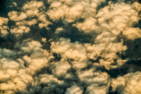 Flying Above the Clouds View from an Airplaneの写真素材