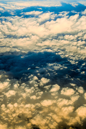 Flying Above the Clouds View from an Airplaneの写真素材