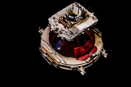 CRT Internal Part Component Isolated on a Black Backgroundの写真素材