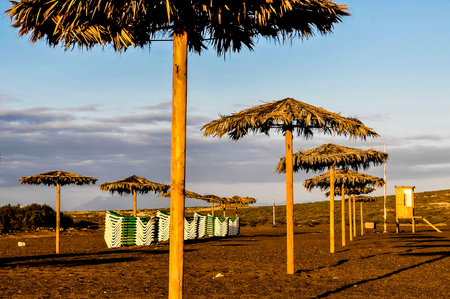 Beach Umbrella in Tenerife Canary Islands Spain Europeの写真素材
