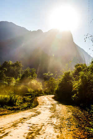 fog in the mountains, beautiful photoの写真素材