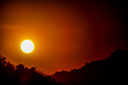 sunset in mountains, beautiful photo digital pictureの写真素材