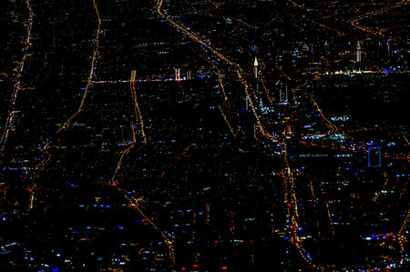 Beautiful photo picture of Istanbul in the night from the airplane skyの写真素材