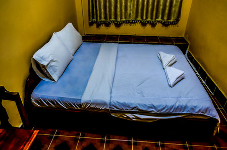pillows on bed, beautiful photo digital pictureの写真素材