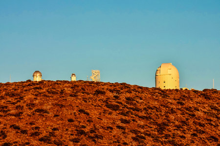 Telescopes of the Teide Astronomical Observatory in Tenerife, Spain.の写真素材