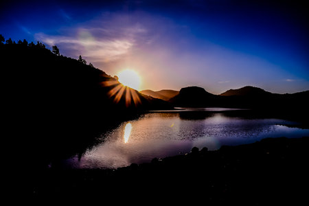 Dark Water Lake in Gran Canaria Canary Islands Spainの写真素材