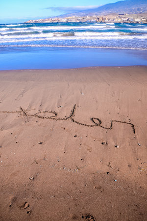 Word Written on the Sand of a Tropical beachの写真素材