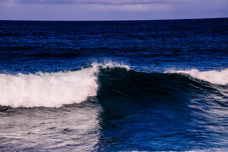 Big Blue Wave Breaks in the Atlantic Ocean