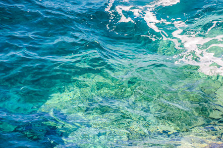 Blue Water Texture Pattern at Noon on the Atlantic Oceanの写真素材