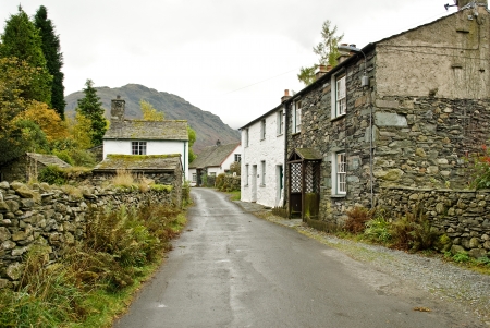 Grey and cloudy  feel to lakeland white cottages のeditorial素材