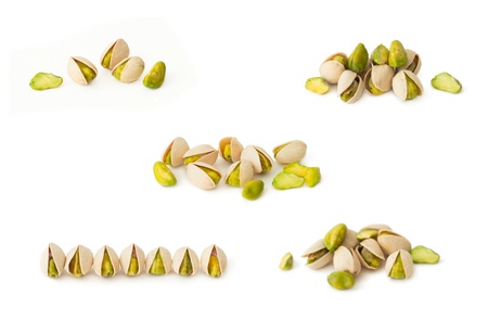 Pistachio nuts isolated on white backgroundの写真素材