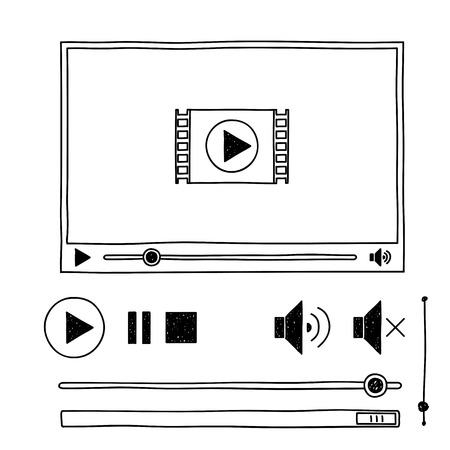 Hand draw sketch doodle video player for webのイラスト素材