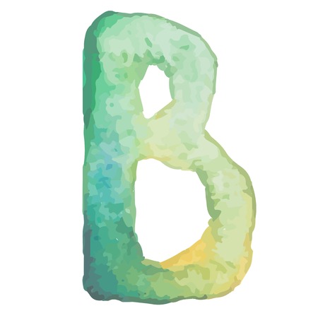 Letter B Colorful watercolor aquarelle font type handwritten hand draw doodle abc alphabet letters Vector illustration.のイラスト素材
