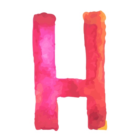 Letter H Colorful watercolor aquarelle font type handwritten hand draw doodle abc alphabet letters Vector illustration.のイラスト素材