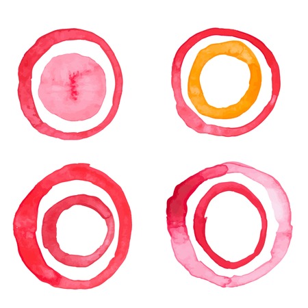 Hand draw watercolor rings circle round stains art paint Vector illustrationのイラスト素材