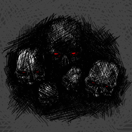 Skull rough hatch texture. vector illustration. Design for t-shirt printのイラスト素材