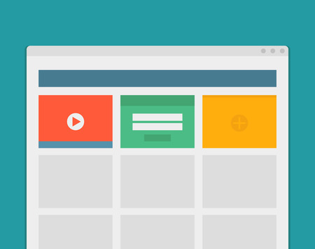 Simple browser window create website on blue background.のイラスト素材