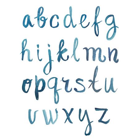 Colorful watercolor aquarelle font type handwritten hand drawn doodle abc alphabet letters vector.のイラスト素材