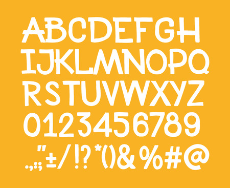 Type letters, numbers and punctuation marks Hand drawin alphabet handwritting abc vector font.のイラスト素材