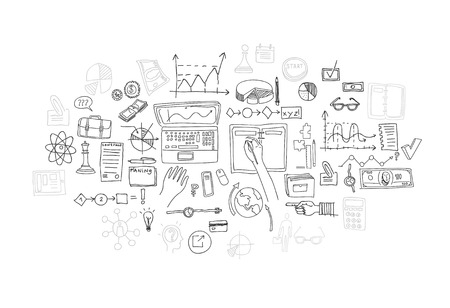 Hand draw doodle elements. Business finance chart graph.のイラスト素材