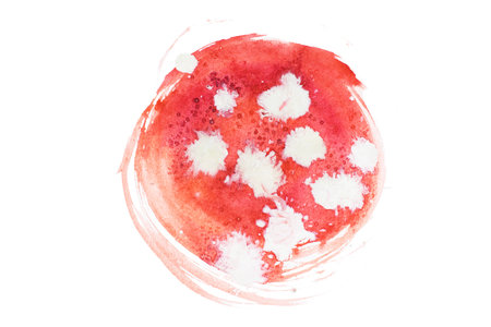 Abstract watercolor aquarelle hand drawn colorful shapes art red color paint splatter stain.