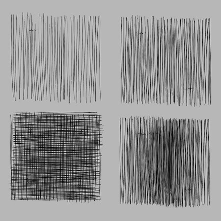 Grunge rough hatching drawing textures set. vector illustrationのイラスト素材