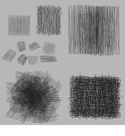 Grunge rough hatching drawing textures set. vector illustrationのイラスト素材