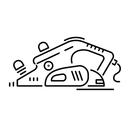 Working tools for construction and repair line icon plane, jointer, jack-plane.のイラスト素材