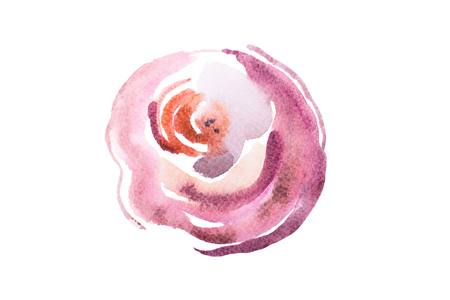 watercolor drawing of fresh garden flowers, summer meadow bouquet aquarelle paintingの写真素材