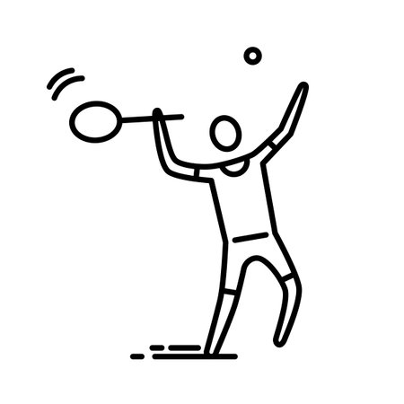 Thin line icon. Tennis or badminton playerのイラスト素材
