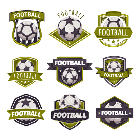 Set of icons, emblems on the theme of soccer or football.のイラスト素材