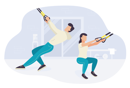 People working out fitness training exercisingのイラスト素材