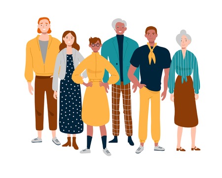 Portrait of business team. Diverse people standing togetherのイラスト素材