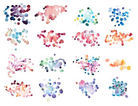 colorful retro vintage abstract watercolour aquarelle art hand paint on white backgroundの写真素材