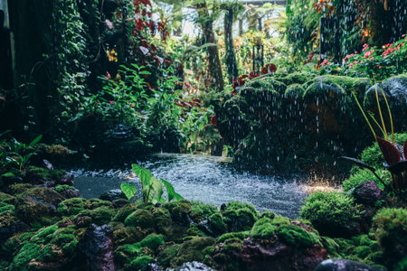 Green leaves background. Natural tropical background nature forest jungle foliage.