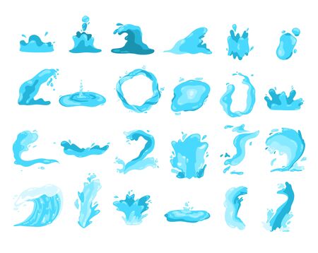 Water splashes collection blue waves wavy symbolsのイラスト素材