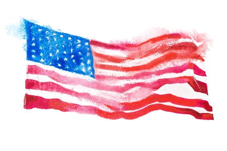 USA, american flag. United States of America. Hand drawn watercolor illustration.の写真素材