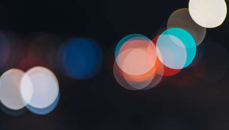 Night city street lights bokeh dark background.の写真素材