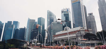 SINGAPORE - February 24, 2019: Business district. Skylineのeditorial素材