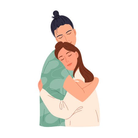 Couple of young people in love embracingのイラスト素材