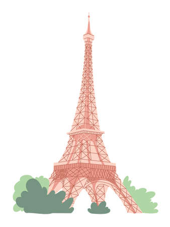 Eiffel tower in Paris on white background.のイラスト素材
