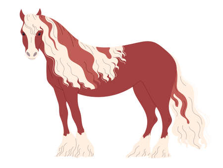 Red-brown horse with a two-color long maneのイラスト素材