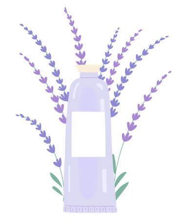 Lilac tube with lavender skin care productのイラスト素材
