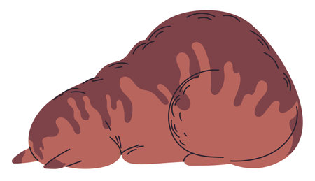 Cat lying with face down, cat rests forehead and nose on floorのイラスト素材