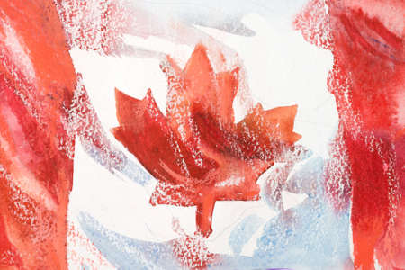 Canada, canadian flag. Hand drawn watercolor illustration.の写真素材
